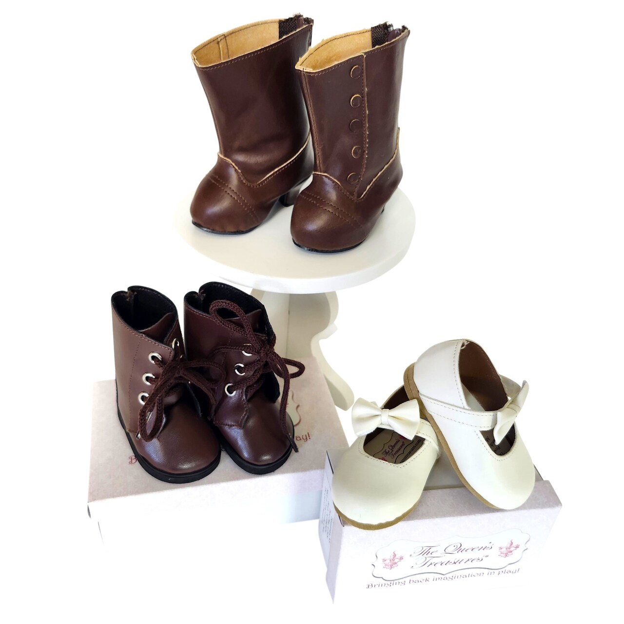 The Queen's Treasures 18 In Doll Shoes Collection, 2 Pairs Boots & 1 Dress Shoes